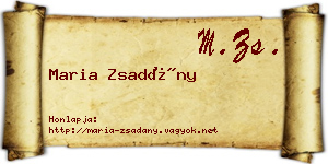 Maria Zsadány névjegykártya